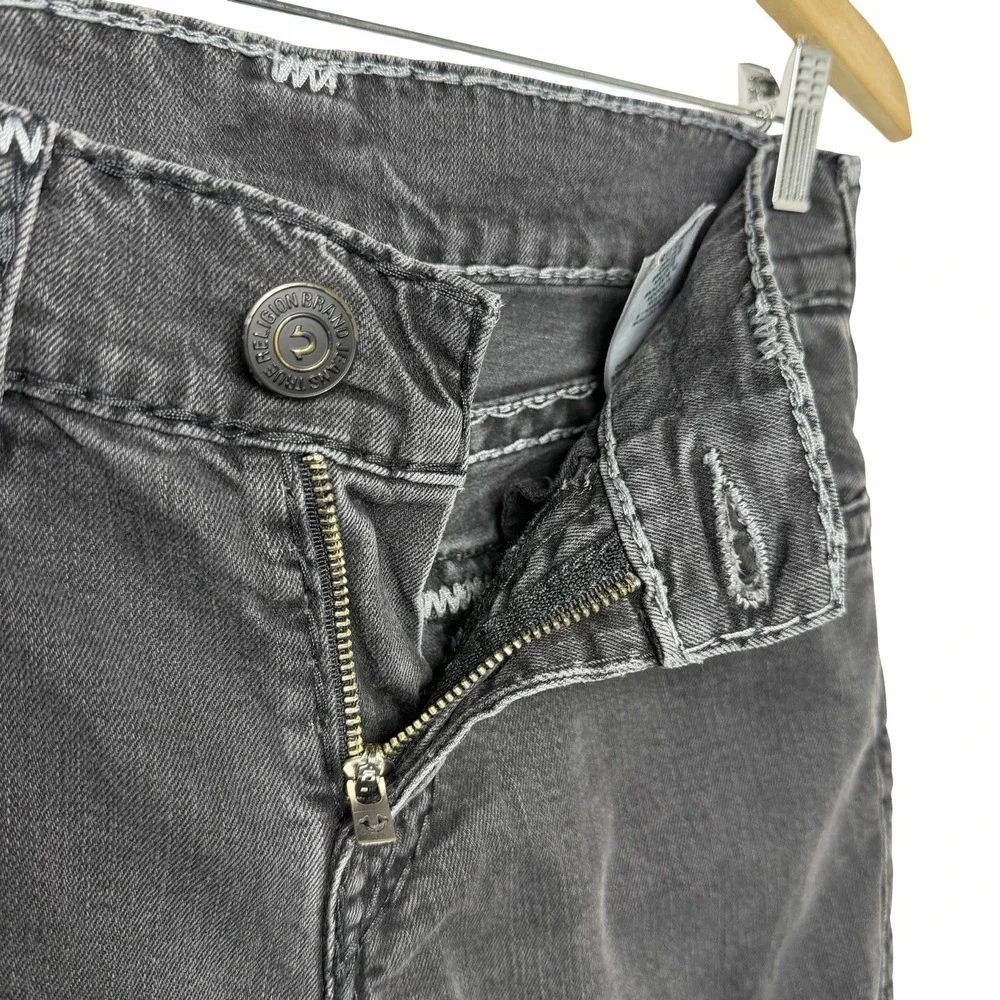 True Religion Geno W Flap Super T Jeans Mens 30x32 Black Straight Leg Distressed